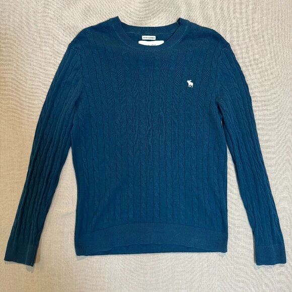 Abercrombie & Fitch Cable Knit Cotton Cashmere Y2K Sweater Blue Women’s Small - Picture 1 of 5